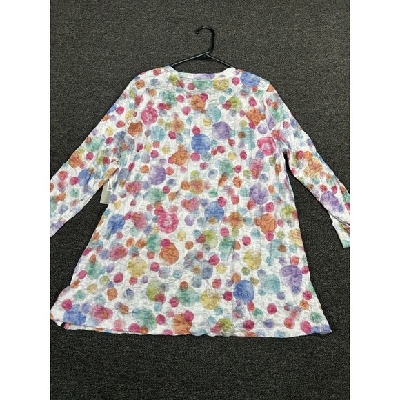 New Ali Miles Blouse Top Womens Large Colorful Boho Polka Dot AOP Tie Dye V-Neck - Picture 2 of 8